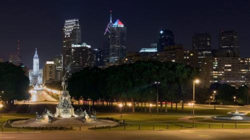 Looking towards Center City Philadelphia from the Art Museum Steps